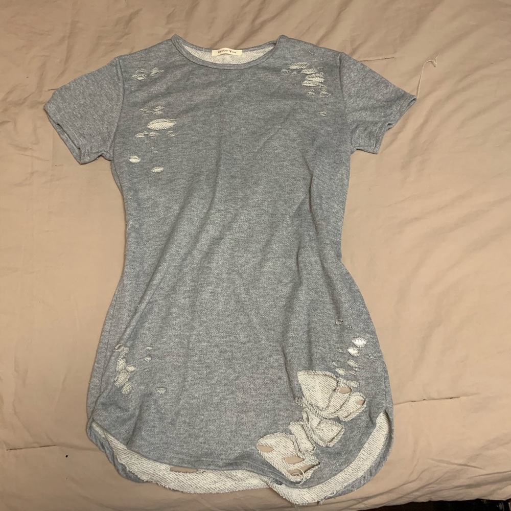Distressed shirt dress